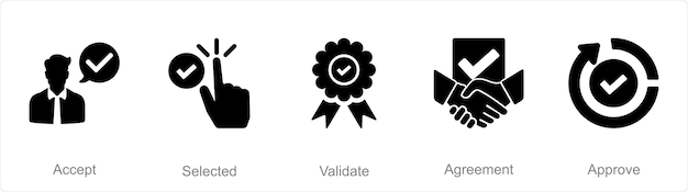 선택된 리데이트 (validate) 를 받아들일 수 있는 5개의 크마크 아이콘 세트