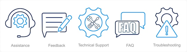 지원 피드백 기술 지원으로 5 개의 고객 서비스 아이콘 세트