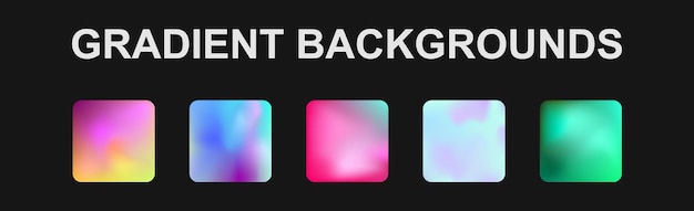 Set of 5 different gradient texture backgrounds vector