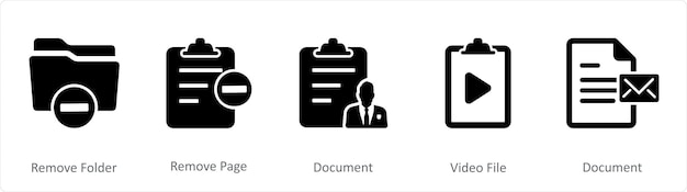 A set of 5 document Icons