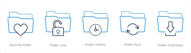 お気に入りフォルダ・フォルダロックなどのフォルダアイコン5個セット