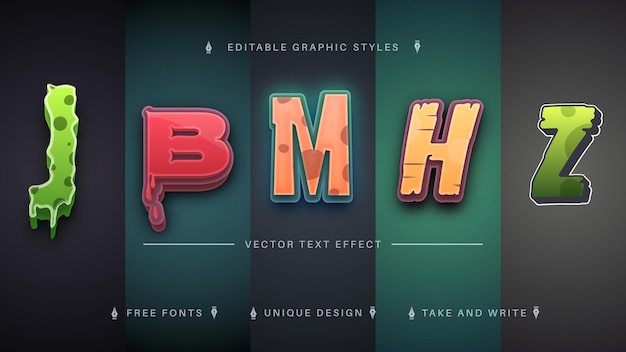 Set 5 Halloween Editable Text Effects Font Styles