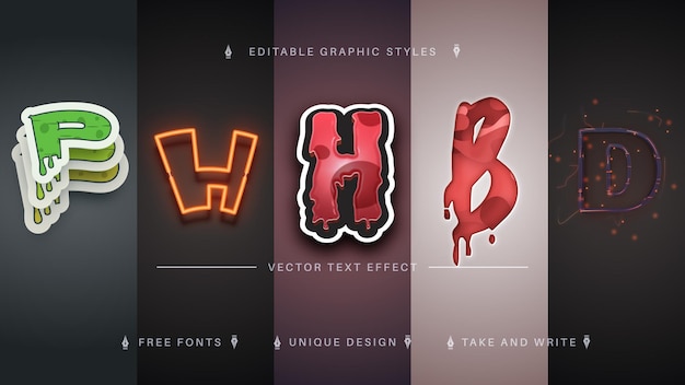 Set 5 Horror Halloween Editable Text Effects Font Styles