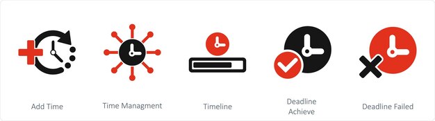 Vector a set of 5 mix icons as add time time management time line