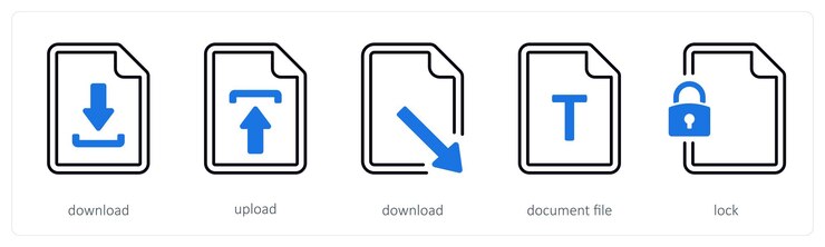 Vector a set of 5 mix icons as download upload download file