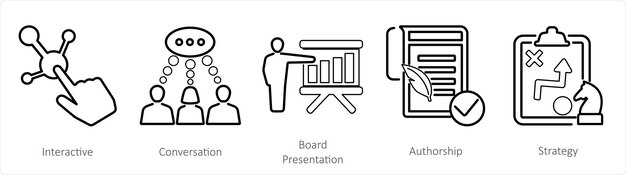 Vector a set of 5 mix icons as interactive conversation board presentation