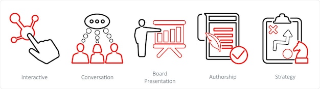 Vector a set of 5 mix icons as interactive conversation board presentation