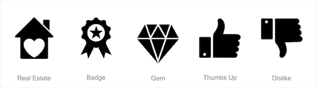 Vector a set of 5 mix icons as real estate badge gem