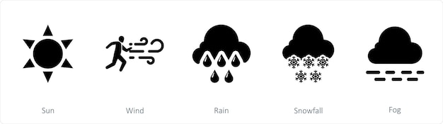 Набор из 5 значков микса в виде солнечного ветра и дождя
