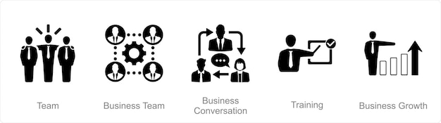 A set of 5 Mix icons as team business team business conversation