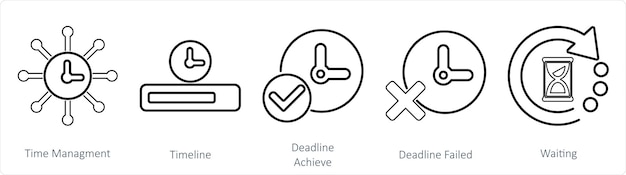 Vector a set of 5 mix icons as time management timeline deadline achieve