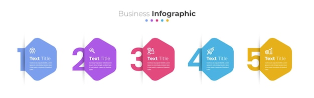 Набор из 5 шагов инфографики с эффектом тени
