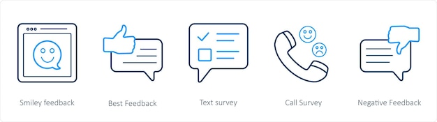 스마일리 피드백 베스트 피드백 등 5개의 설문조사 및 평가 아이콘 세트