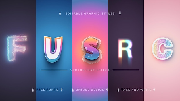 Set 5 Unicorn Plastic Text Effects Font Styles