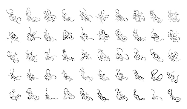 장식용 모서리 프레임 50개 세트입니다. 벡터 일러스트 레이 션