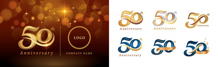 Вектор набор 50-летия логотипа дизайн, логотип празднование 50-летия
