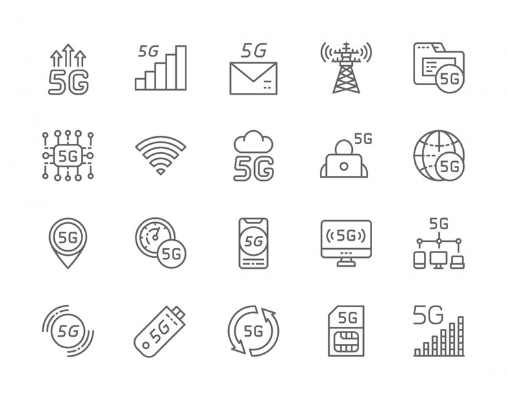 5Gインターネット回線アイコンのセット。