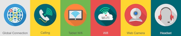 6 つのコミュニケーションアイコンをグローバル接続としてタブレットに Wi-Fi を呼び出す