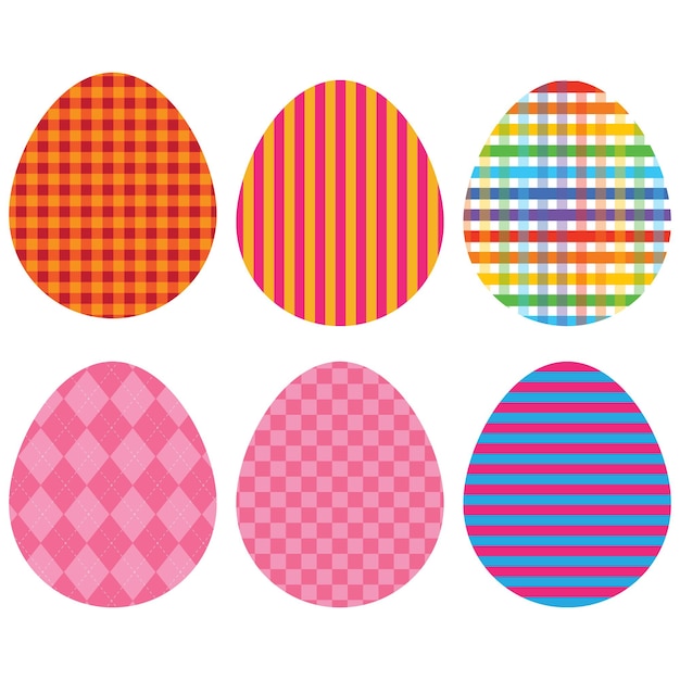 Vector set of 6 easter eggs easter eggs with pattern easter eggs collection of 6