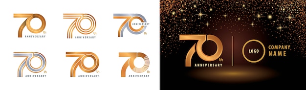 Vector set of 70th anniversary logotype design