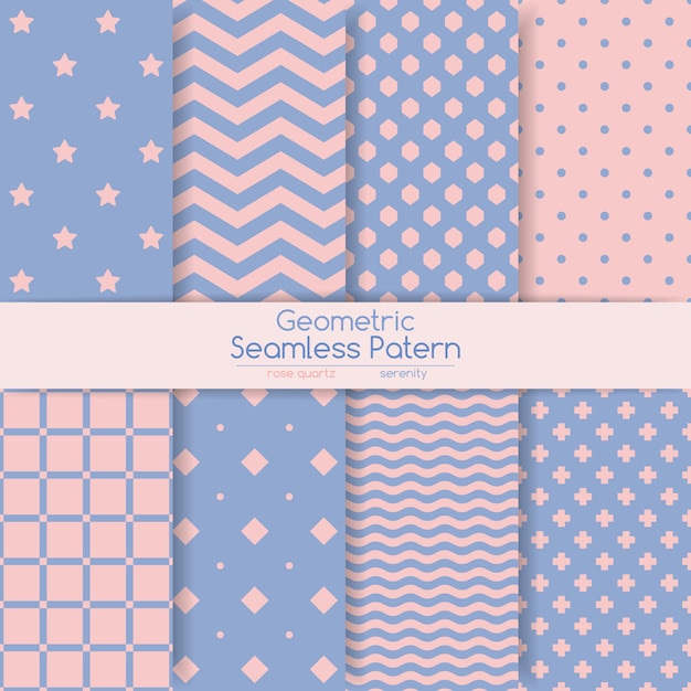 Set of 8 seamless geometric patterns.