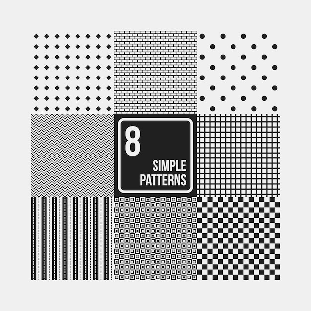 Set of 8 seamless patterns. Simple geometric design. Useful for textile design and wrapping.