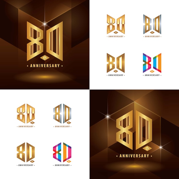 Set di design del logotipo dell'ottantesimo anniversario