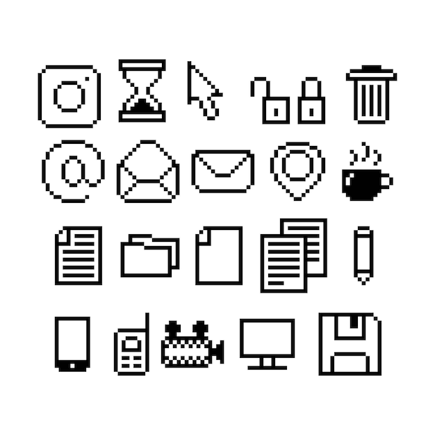 Premium Vector  Set of 8bit pixel graphics icons isolated vector