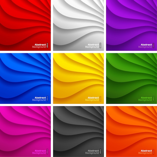 Set of 9 Colorful Wavy backgrounds.