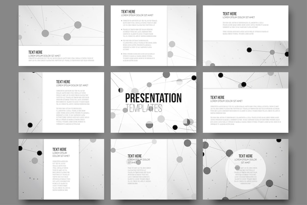 Set of 9 templates for presentation slides 