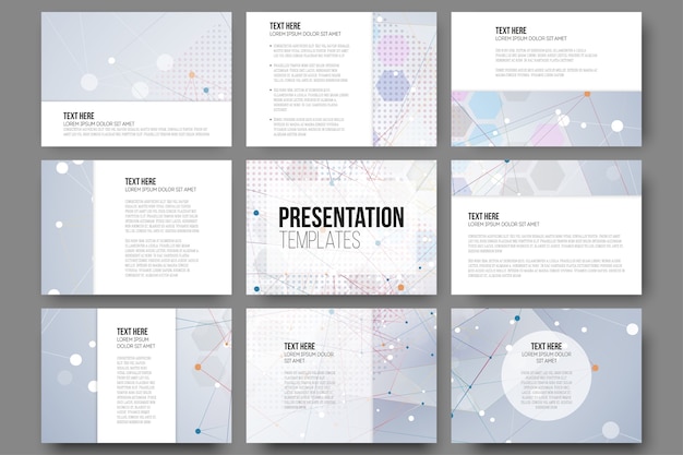 Set of 9 templates for presentation slides 