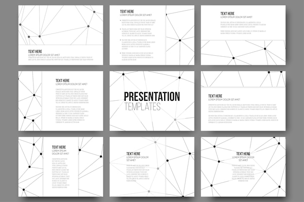 Vector set of 9 templates with molecular structure design