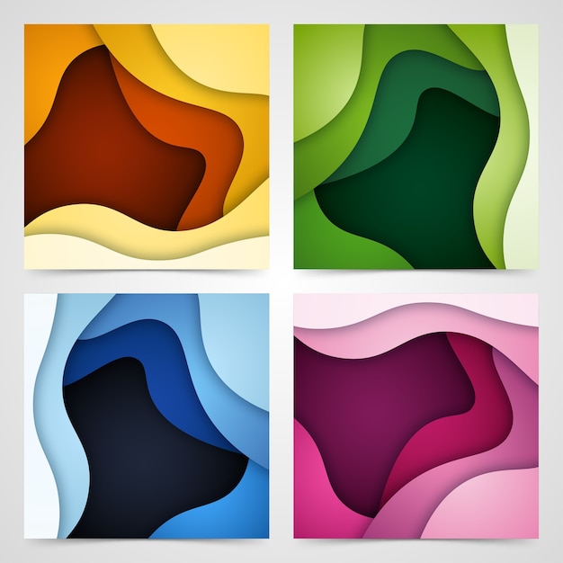 Set of abstract background and paper cut shapes