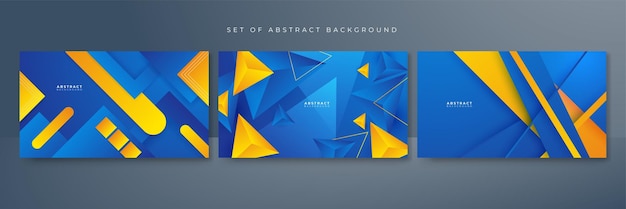 Vector set of abstract background with blue and yellow gradient color