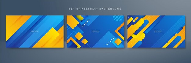 Set of abstract background with blue and yellow gradient color