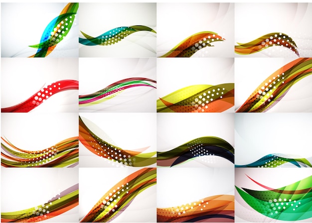Vector set of abstract backgrounds smooth blurred waves