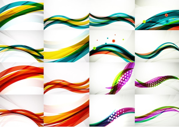 Vector set of abstract backgrounds smooth blurred waves