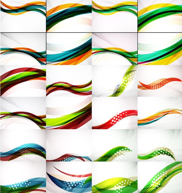 Vector set of abstract backgrounds smooth blurred waves