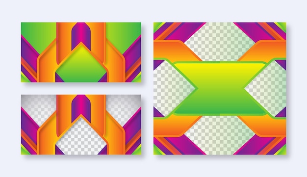 Set of abstract backgrounds. Violet, orange and green background color with stripe line shapes.