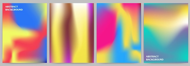 Set of abstract backgrounds with holographic effect gradient blur