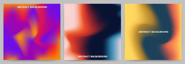 Set of abstract backgrounds with holographic effect gradient blur