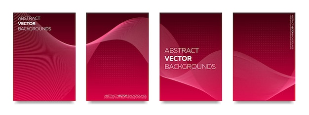 Set of abstract backgrounds with wavy elements for covers booklets flyers banners Vector