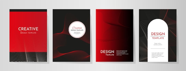 Set abstract banners cover designs wavy lines gradient background flyer web design business card