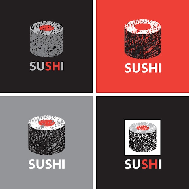 Set of abstract banners on sushi theme