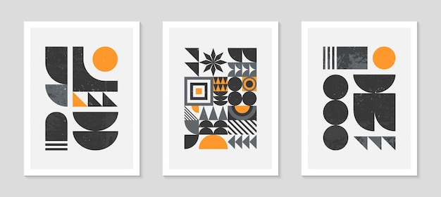 Set of abstract bauhaus geometric pattern backgrounds