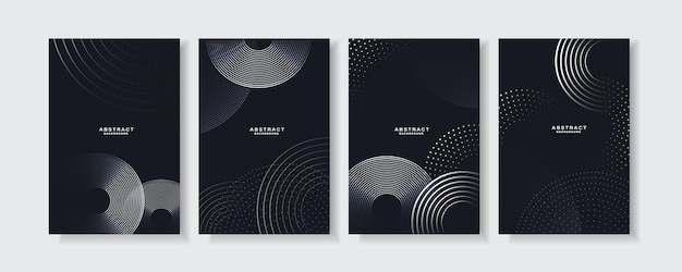 Set abstract black background with geometric lines