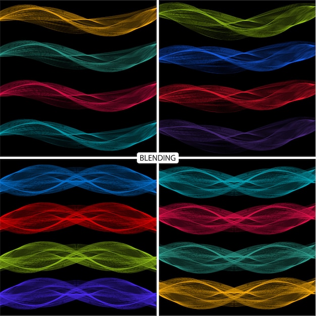 Set of abstract blending shapes of waves backgrounds