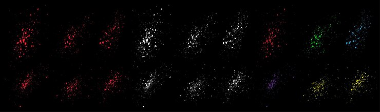 Vector set of abstract blood paint colorful splatter brush stroke vector