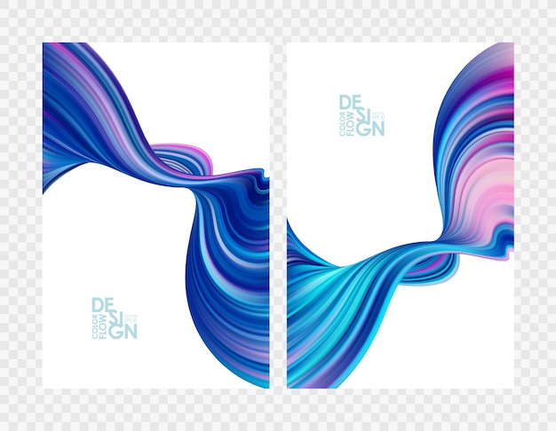 Set of abstract blue color flows.