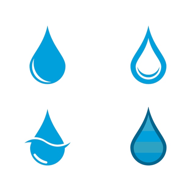 Set of abstract blue water drops symbols logo